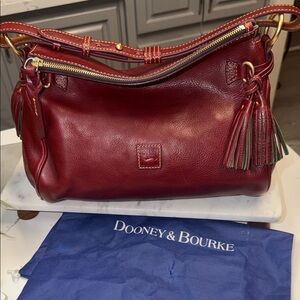 Dooney & Bourke Pebble Leather Shoulder Bag - Wine Red with Gold Hardware